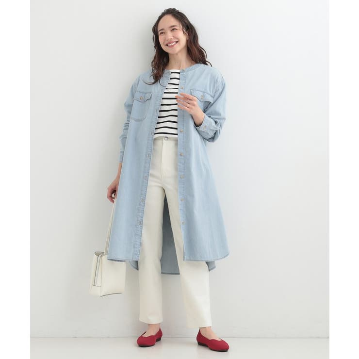 【ライトオンスデニム/S-LL】体型カバーにも ロングデニムシャツワンピース | SHOO・LA・RUE | 詳細画像7 