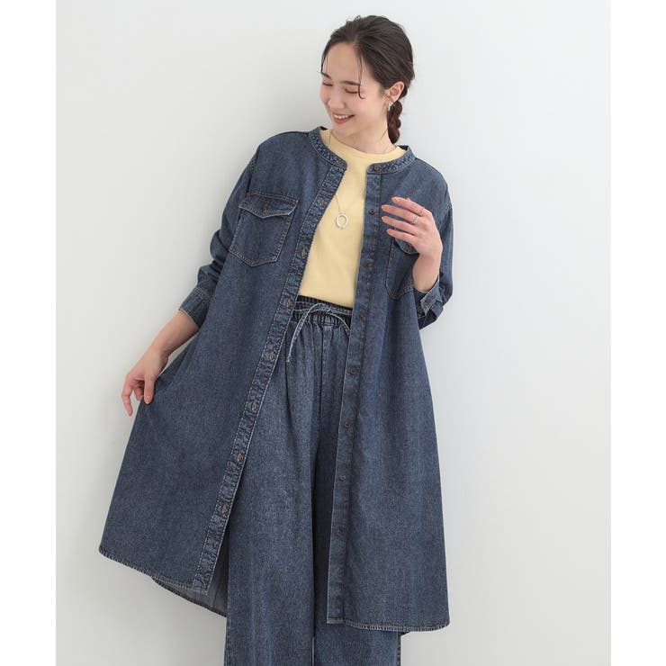 【ライトオンスデニム/S-LL】体型カバーにも ロングデニムシャツワンピース | SHOO・LA・RUE | 詳細画像9 