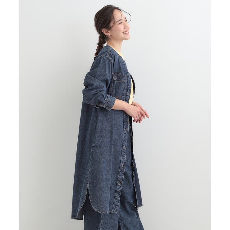 【ライトオンスデニム/S-LL】体型カバーにも ロングデニムシャツワンピース | SHOO・LA・RUE | 詳細画像10 