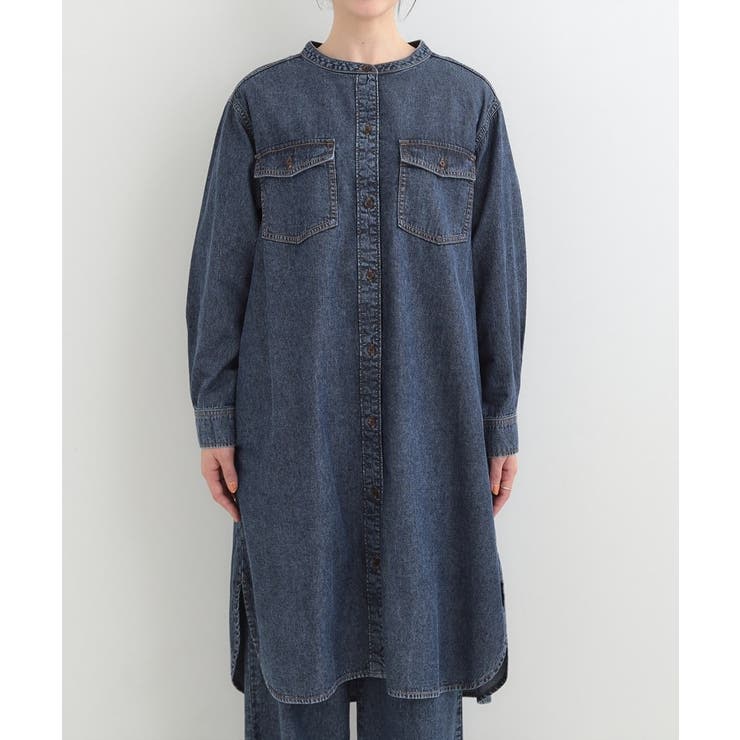 【ライトオンスデニム/S-LL】体型カバーにも ロングデニムシャツワンピース | SHOO・LA・RUE | 詳細画像13 
