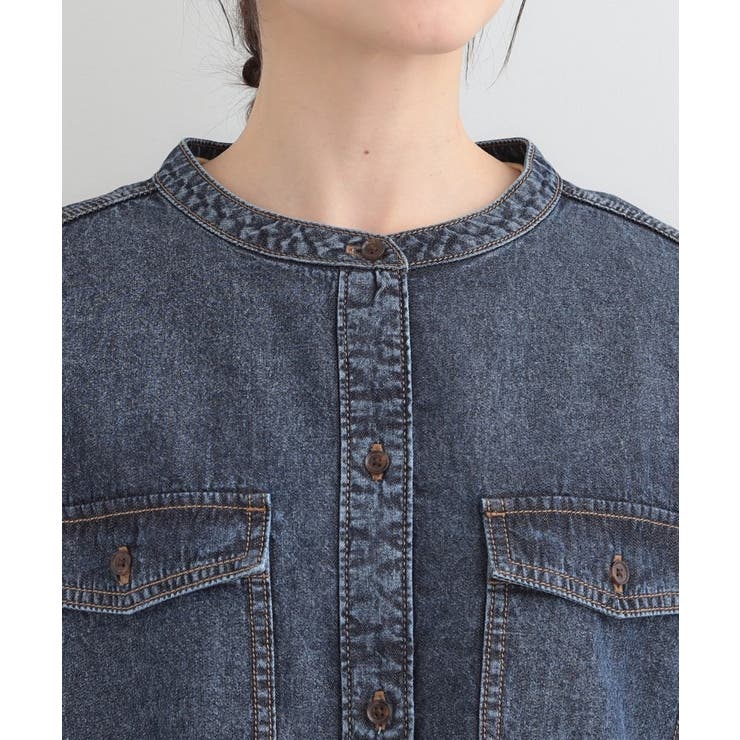 【ライトオンスデニム/S-LL】体型カバーにも ロングデニムシャツワンピース | SHOO・LA・RUE | 詳細画像16 