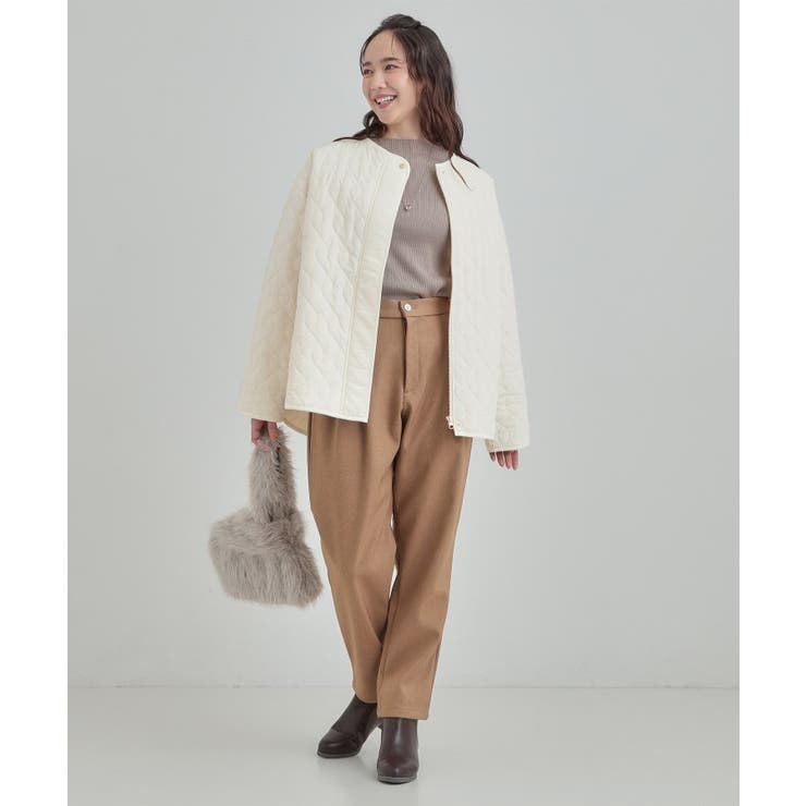 【洗濯機可/S-LL/撥水】大人が着たい ノーカラー キルトジャケット | SHOO・LA・RUE | 詳細画像3 