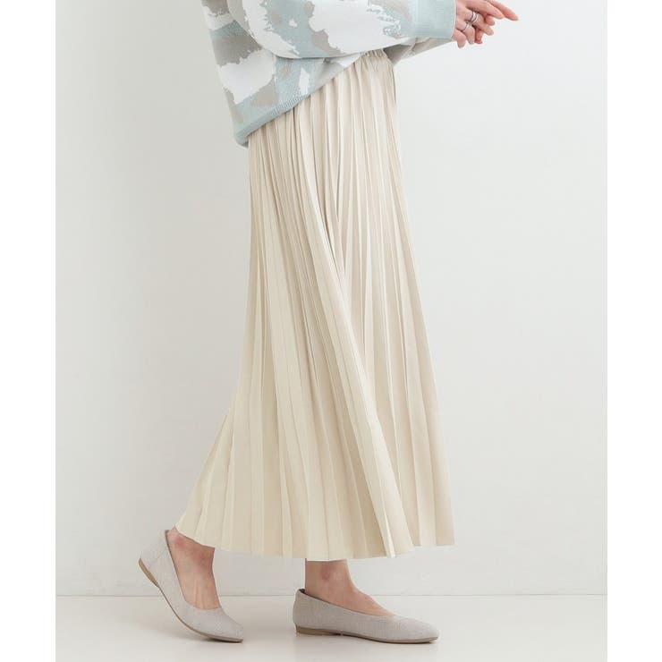 【洗濯機可/S-LL】縦ラインですっきり見せる スエードライクプリーツスカート | SHOO・LA・RUE | 詳細画像2 