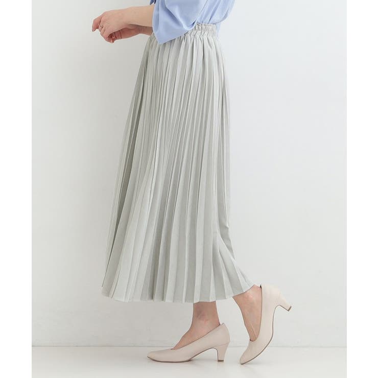 【洗濯機可/S-LL】縦ラインですっきり見せる スエードライクプリーツスカート | SHOO・LA・RUE | 詳細画像10 