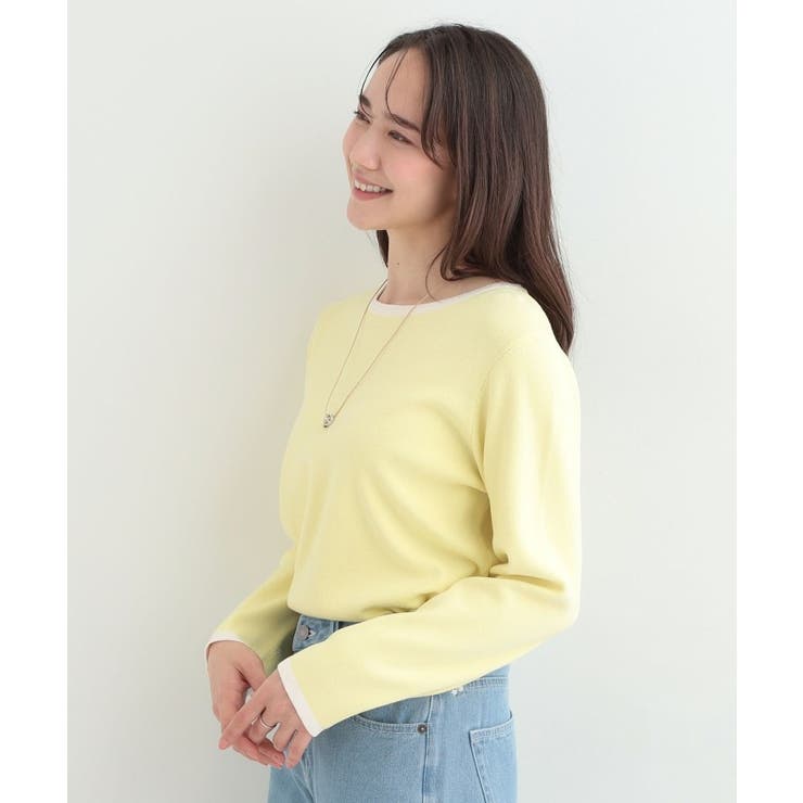 【洗濯機可/S-LL/アンサンブル可】すっきりと好印象 配色クルーネックニット | SHOO・LA・RUE | 詳細画像6 