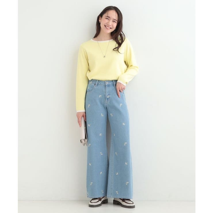 【洗濯機可/S-LL/アンサンブル可】すっきりと好印象 配色クルーネックニット | SHOO・LA・RUE | 詳細画像7 