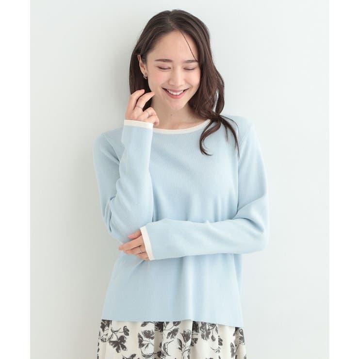 【洗濯機可/S-LL/アンサンブル可】すっきりと好印象 配色クルーネックニット | SHOO・LA・RUE | 詳細画像9 