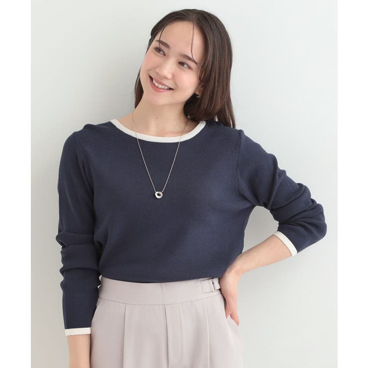 【洗濯機可/S-LL/アンサンブル可】すっきりと好印象 配色クルーネックニット | SHOO・LA・RUE | 詳細画像14 