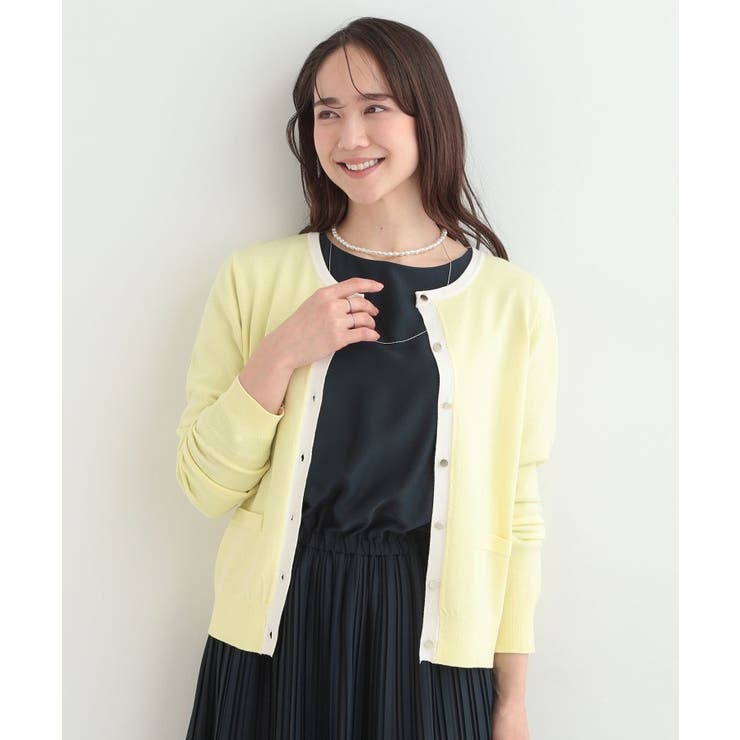 【洗濯機可/S-LL/アンサンブル可】パールボタンが上品 配色カーディガン | SHOO・LA・RUE | 詳細画像5 