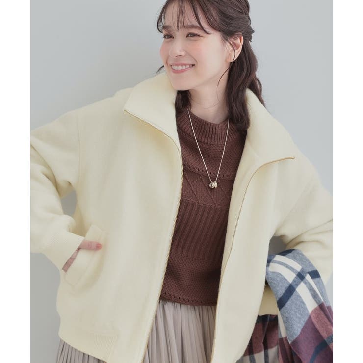 オフホワイト(003) | 【S-LL】お顔周りがすっきり見える スライバージャケット | SHOO・LA・RUE