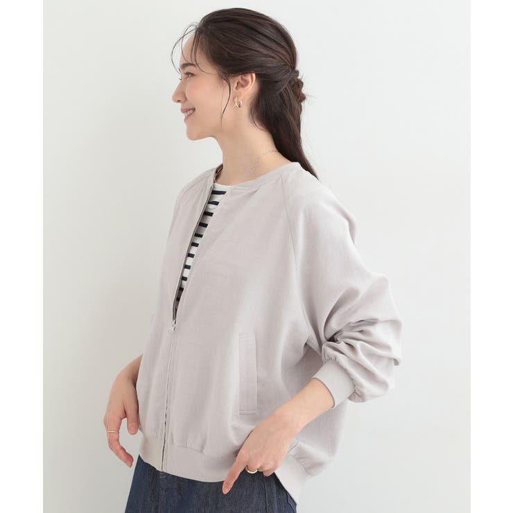 【洗濯機可/S-LL】さらっと快適 麻調ゆるリブブルゾン | SHOO・LA・RUE | 詳細画像2 