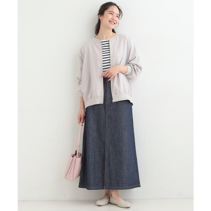 【洗濯機可/S-LL】さらっと快適 麻調ゆるリブブルゾン | SHOO・LA・RUE | 詳細画像3 