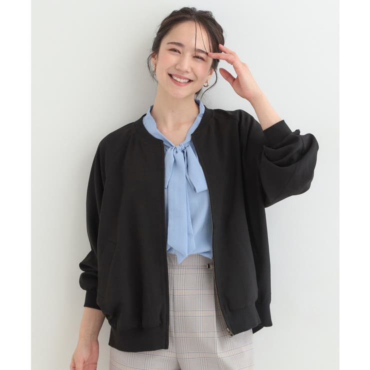 【洗濯機可/S-LL】さらっと快適 麻調ゆるリブブルゾン | SHOO・LA・RUE | 詳細画像9 