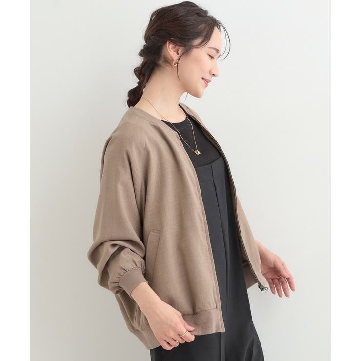 【洗濯機可/S-LL】さらっと快適 麻調ゆるリブブルゾン | SHOO・LA・RUE | 詳細画像6 