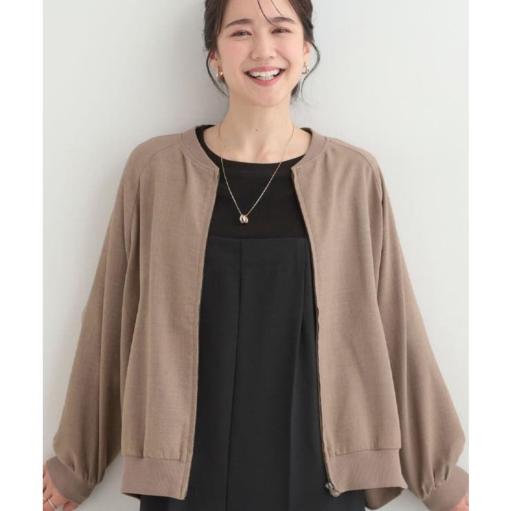 キャメルブラウン(041) | 【洗濯機可/S-LL】さらっと快適 麻調ゆるリブブルゾン | SHOO・LA・RUE