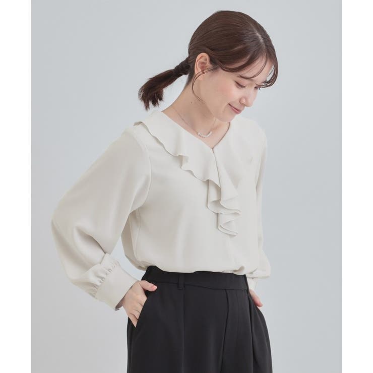 【洗濯機可/S-LL】お顔周りを華やかに。フリル襟ブラウス | SHOO・LA・RUE | 詳細画像6 