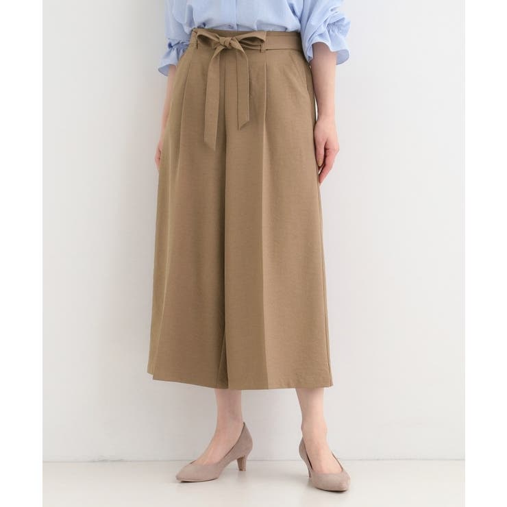 【洗濯機可/S-LL】ハイウエストで美脚見え リボンワイドパンツ | SHOO・LA・RUE | 詳細画像1 
