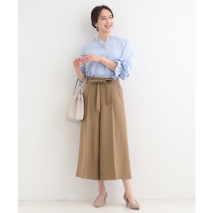 【洗濯機可/S-LL】ハイウエストで美脚見え リボンワイドパンツ | SHOO・LA・RUE | 詳細画像3 