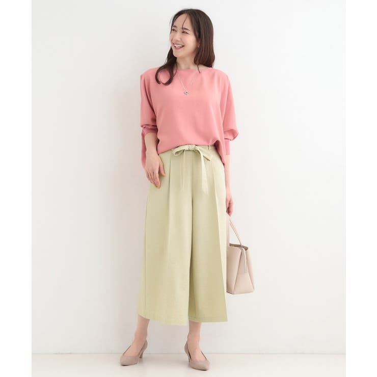 【洗濯機可/S-LL】ハイウエストで美脚見え リボンワイドパンツ | SHOO・LA・RUE | 詳細画像7 