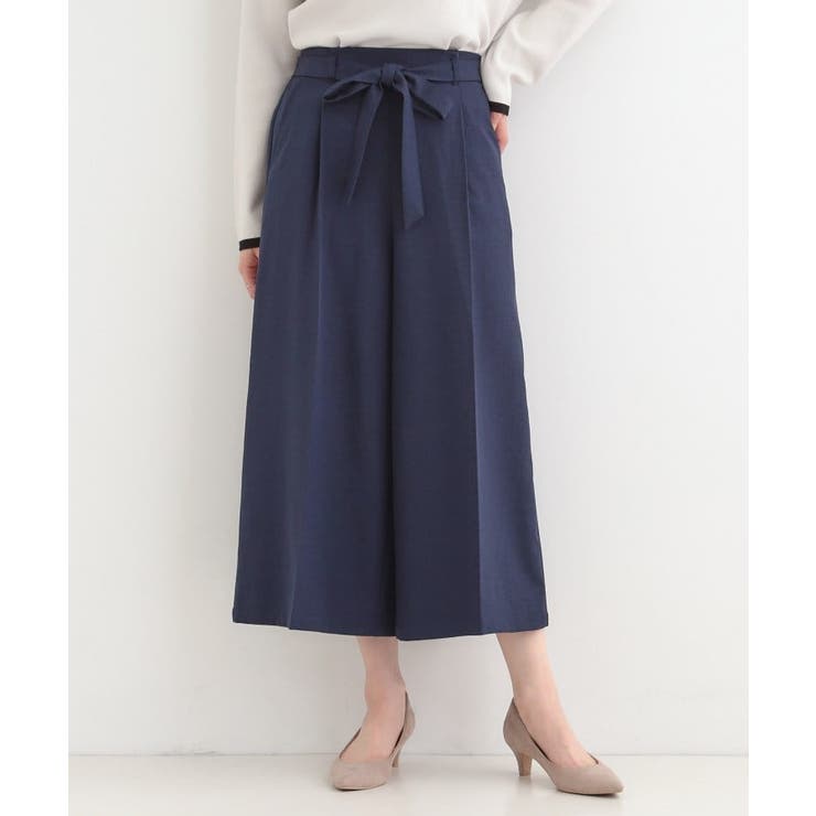 【洗濯機可/S-LL】ハイウエストで美脚見え リボンワイドパンツ | SHOO・LA・RUE | 詳細画像9 