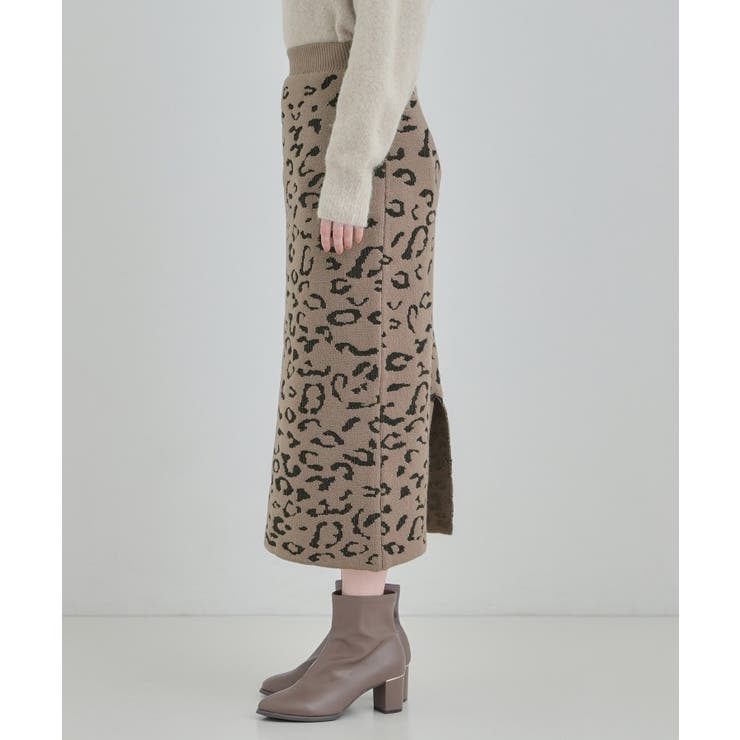 【S-LL】シンプルコーデが惹き立つ レオパード柄ニットナロースカート | SHOO・LA・RUE | 詳細画像10 