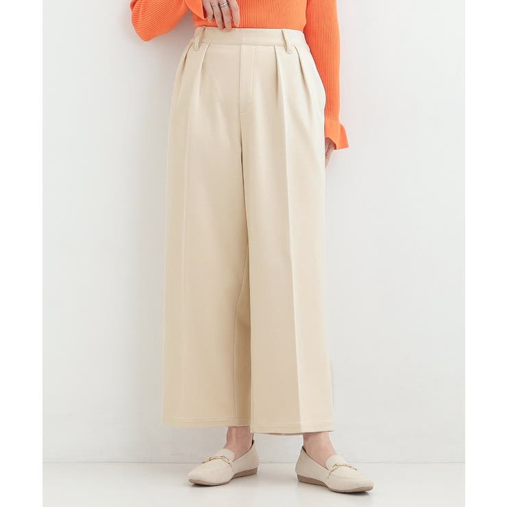 【S-LL】きれい見えも叶う フロッキードットワイドパンツ | SHOO・LA・RUE | 詳細画像1 