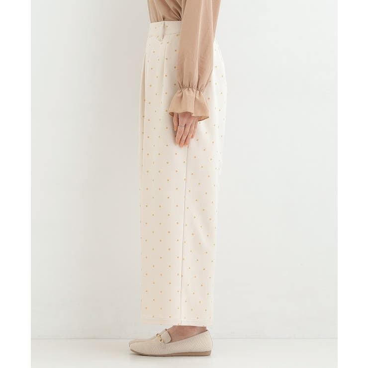【S-LL】きれい見えも叶う フロッキードットワイドパンツ | SHOO・LA・RUE | 詳細画像14 