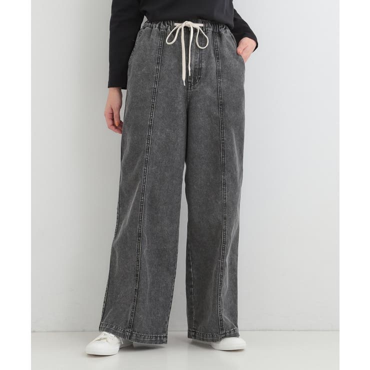 【S-LL】抜け感あるスタイルに ケミカルデニム イージーワイドパンツ | SHOO・LA・RUE | 詳細画像1 