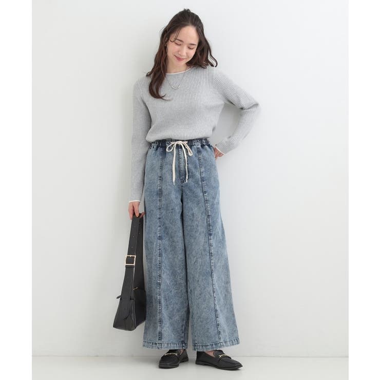 【S-LL】抜け感あるスタイルに ケミカルデニム イージーワイドパンツ | SHOO・LA・RUE | 詳細画像7 