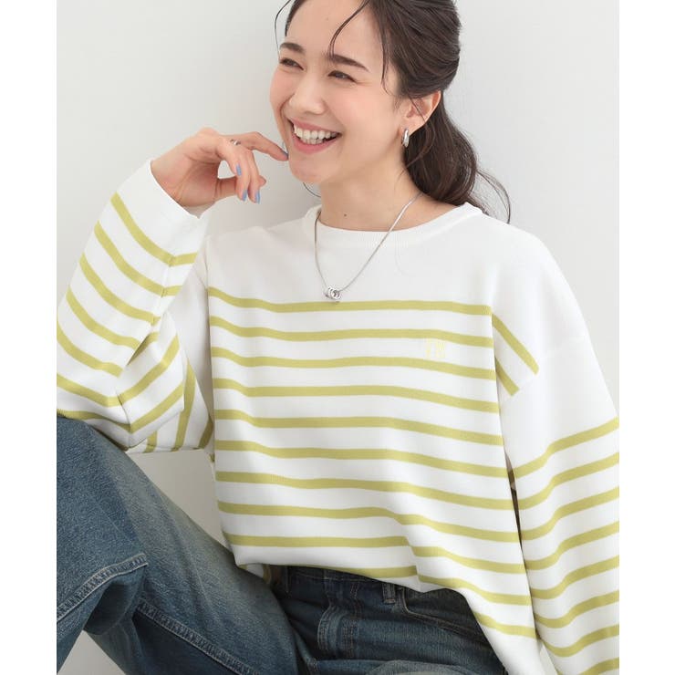 グリーン(325) | まるでTシャツ 大人カジュアルコーデに最適なボーダーニット | SHOO・LA・RUE