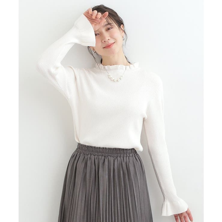 【洗濯機可/S-LL】フリルで上品 やわらかリブニット | SHOO・LA・RUE | 詳細画像1 