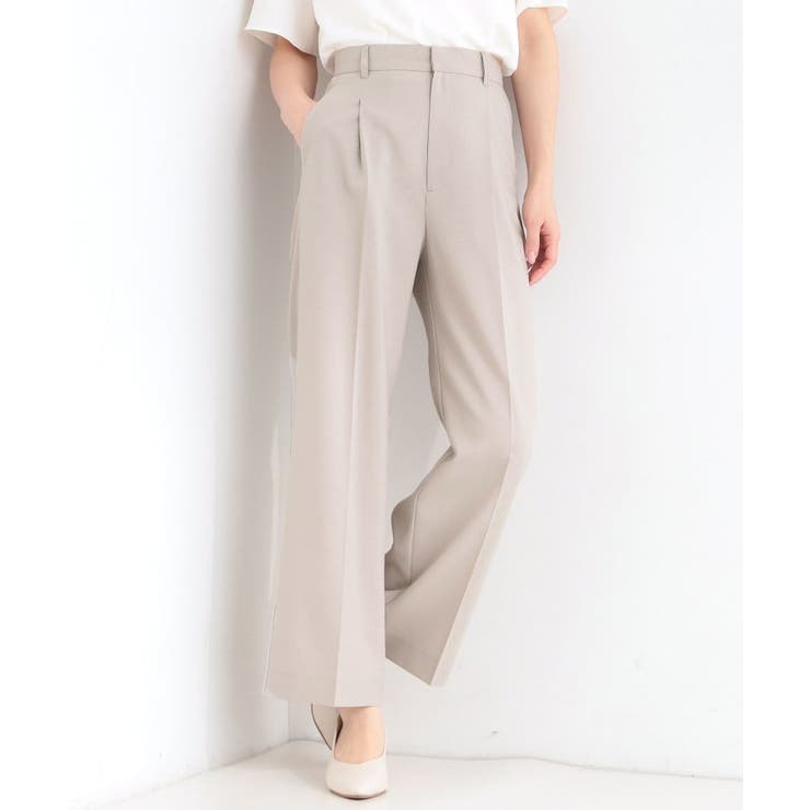グレージュ(050) | 【セットアップ可／洗濯機可／S-LL】シンプルに美しく タックワイドパンツ | SHOO・LA・RUE