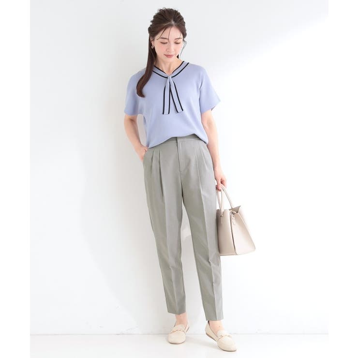 【ひんやり/セットアップ可】洗濯後しわになりにくい タックテーパードパンツ | SHOO・LA・RUE | 詳細画像6 