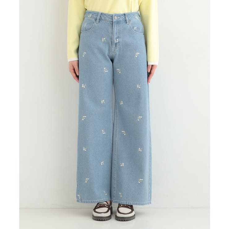 【洗濯機可/S-LL】フラワー刺繍が女性らしさをプラス バギーデニムパンツ | SHOO・LA・RUE | 詳細画像9 