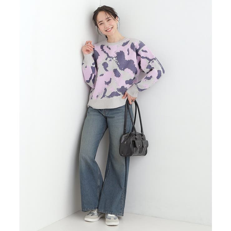 【洗濯機可/S-LL】1枚で華やかに ラメ入りニュアンス柄ニット | SHOO・LA・RUE | 詳細画像3 