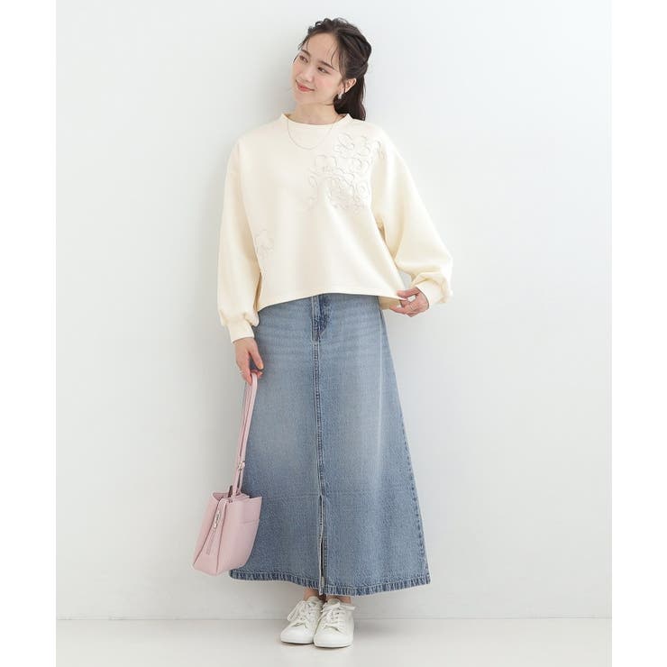 【S-LL】美しいシルエット お花ロープ刺繍ダンボールトップス | SHOO・LA・RUE | 詳細画像3 