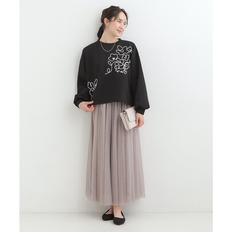 【S-LL】美しいシルエット お花ロープ刺繍ダンボールトップス | SHOO・LA・RUE | 詳細画像7 