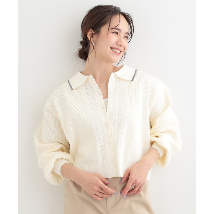 衿付きレース風カーディガン | SHOO・LA・RUE | 詳細画像1 