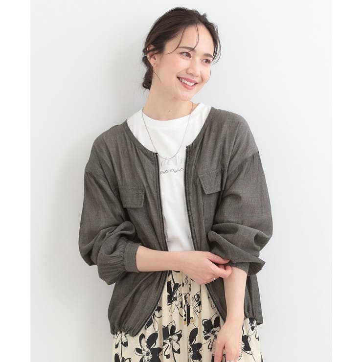 【S-LL】優しく透ける 柔らかシアーデニムブルゾン | SHOO・LA・RUE | 詳細画像2 