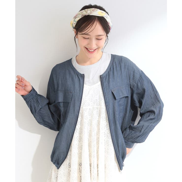 【S-LL】優しく透ける 柔らかシアーデニムブルゾン | SHOO・LA・RUE | 詳細画像10 