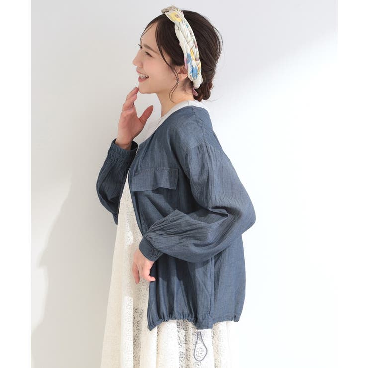 【S-LL】優しく透ける 柔らかシアーデニムブルゾン | SHOO・LA・RUE | 詳細画像11 