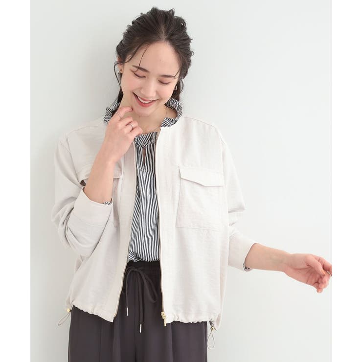 【S-LL】デイリーにも、通勤にも。フラップポケットノーカラーブルゾン | SHOO・LA・RUE | 詳細画像1 