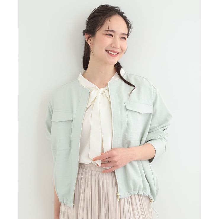 【S-LL】デイリーにも、通勤にも。フラップポケットノーカラーブルゾン | SHOO・LA・RUE | 詳細画像5 