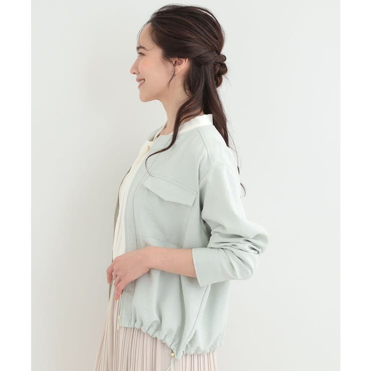 【S-LL】デイリーにも、通勤にも。フラップポケットノーカラーブルゾン | SHOO・LA・RUE | 詳細画像6 