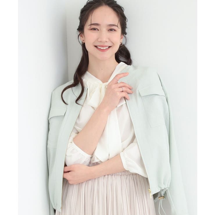 ミントグリーン(021) | 【S-LL】デイリーにも、通勤にも。フラップポケットノーカラーブルゾン | SHOO・LA・RUE