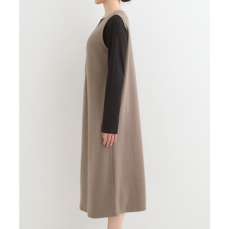 なめらかダンボールハーフジップ Vネックジャンパースカート | SHOO・LA・RUE | 詳細画像10 