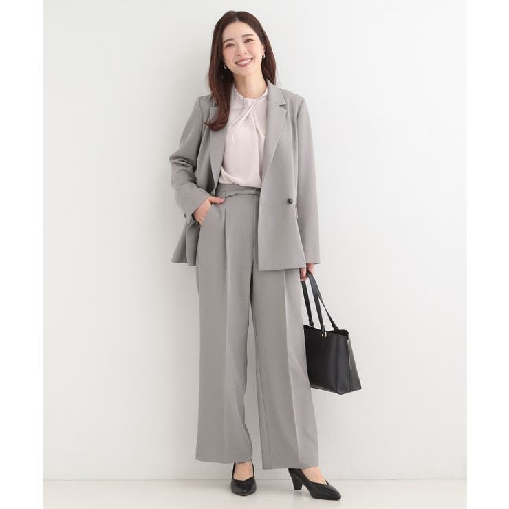 【セットアップ可/多機能】センタープレスできちんと見え ベルト付きワイドパンツ | SHOO・LA・RUE | 詳細画像3 