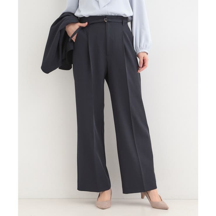 【セットアップ可/多機能】センタープレスできちんと見え ベルト付きワイドパンツ | SHOO・LA・RUE | 詳細画像9 