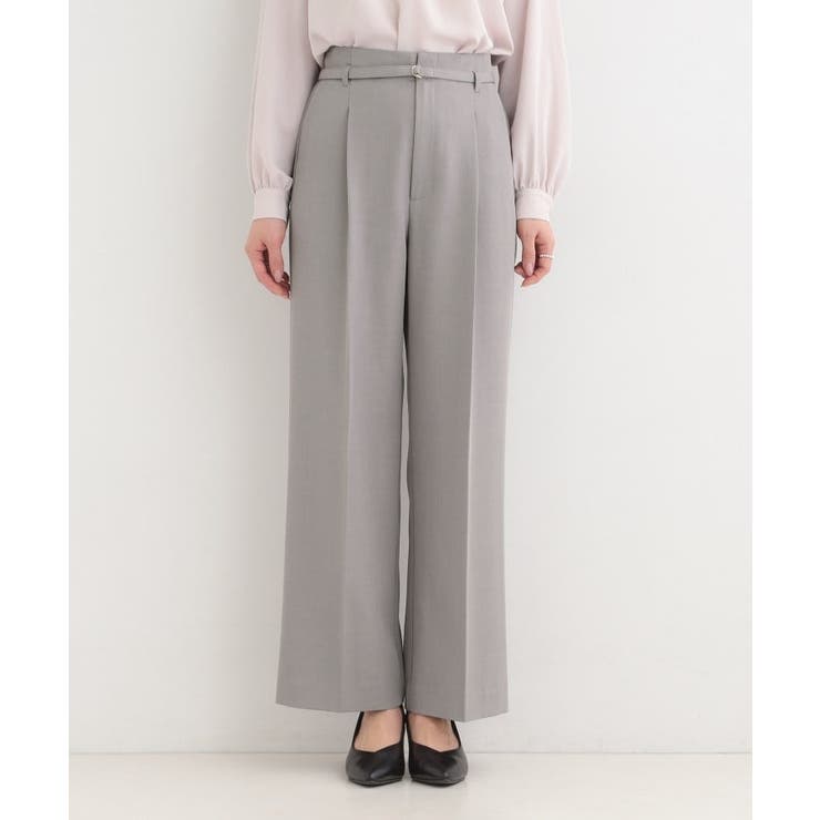 【セットアップ可/多機能】センタープレスできちんと見え ベルト付きワイドパンツ | SHOO・LA・RUE | 詳細画像13 