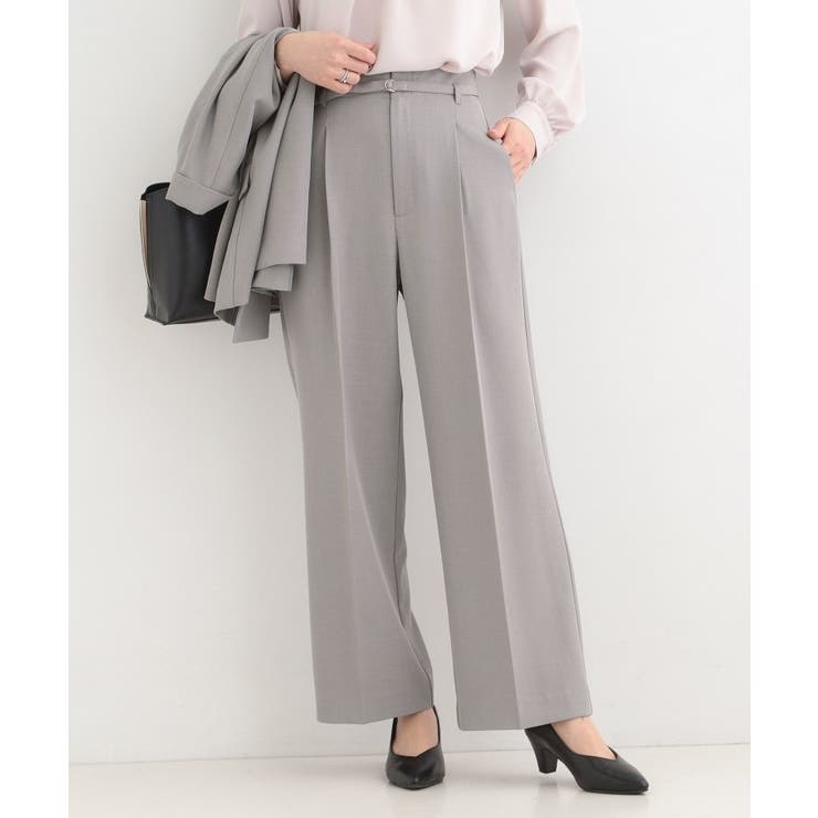 グレー(012) | 【セットアップ可/多機能】センタープレスできちんと見え ベルト付きワイドパンツ | SHOO・LA・RUE